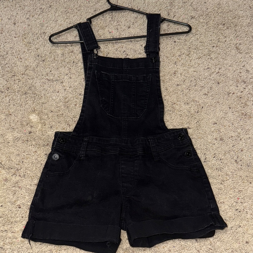 Wallflower Black Denim Short Overalls